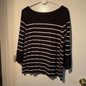 J. Jill Black and White Striped knit tie back Women's Top